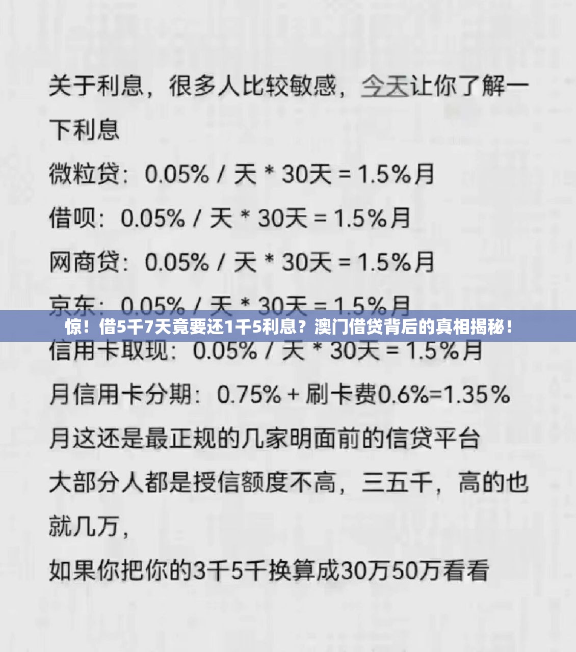 惊！借5千7天竟要还1千5利息？澳门借贷背后的真相揭秘！